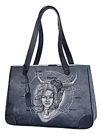 BOĞA BURCU RESİMLİ ANTRASİT KADIN OMUZ ÇANTASI