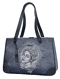 BALIK BURCU RESİMLİ ANTRASİT KADIN OMUZ ÇANTASI