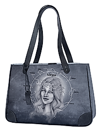 BAŞAK BURCU RESİMLİ ANTRASİT KADIN OMUZ ÇANTASI